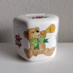 Mikasa Ceramic Teddy's Christmas Hexagon Shaped Bank/Money box